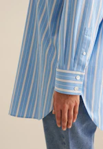 Longbluse Streifen in Mittelblau |  Seidensticker Onlineshop