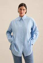 Longbluse Streifen in Mittelblau |  Seidensticker Onlineshop