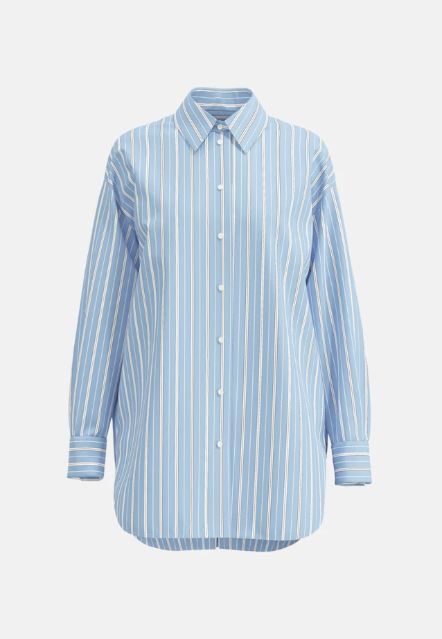 Longbluse Streifen in Mittelblau |  Seidensticker Onlineshop