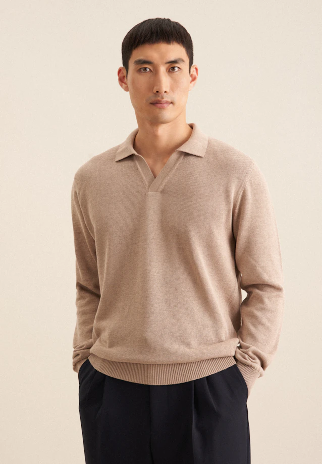 Collar Pullover  , Uni in Beige |  Seidensticker Onlineshop