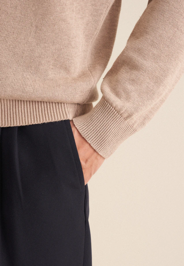 Collar Pullover  , Uni in Beige |  Seidensticker Onlineshop