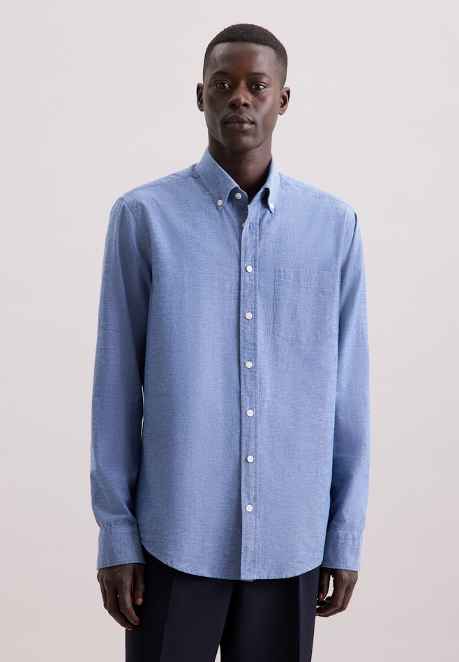 Regular Casual Hemd Uni in Mittelblau | Seidensticker Onlineshop