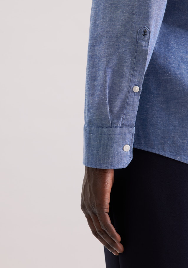 Regular Casual Hemd Uni in Mittelblau | Seidensticker Onlineshop
