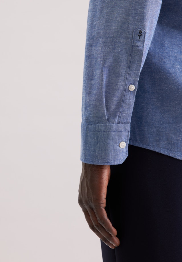 Regular Casual Hemd Uni in Mittelblau |  Seidensticker Onlineshop
