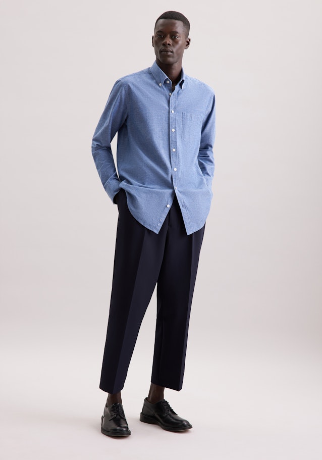Regular Casual Hemd Uni in Mittelblau | Seidensticker Onlineshop
