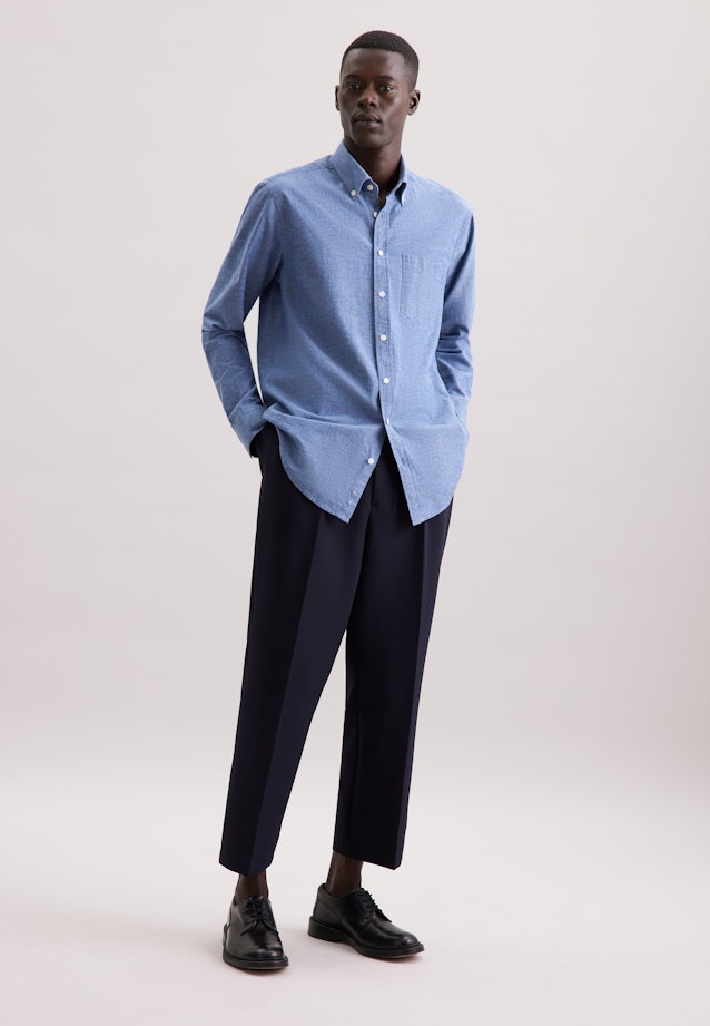 Regular Casual shirt Uni in Medium Blue |  Seidensticker Onlineshop