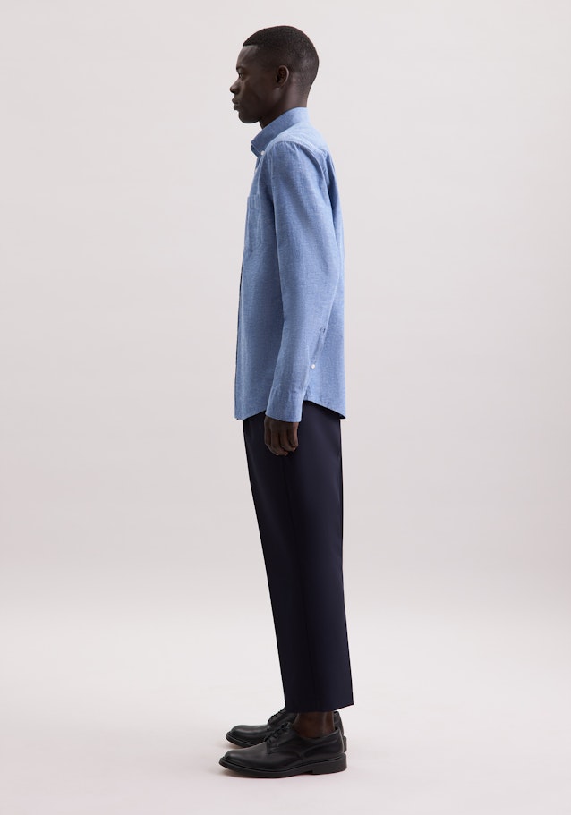 Regular Casual Hemd Uni in Mittelblau | Seidensticker Onlineshop