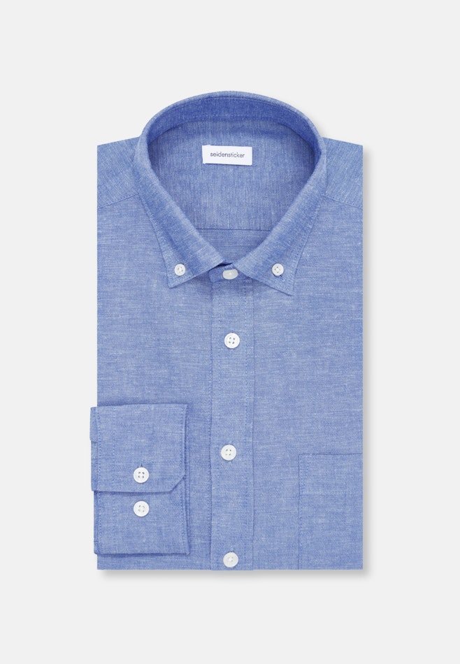 Regular Chemise décontractée Uni dans Bleu Moyen | Boutique en ligne Seidensticker