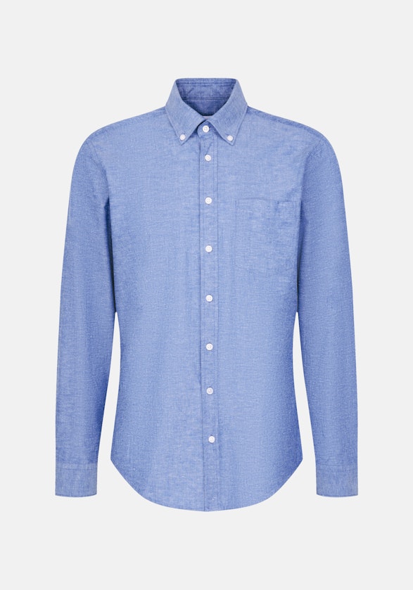 Regular Casual Hemd Uni in Mittelblau | Seidensticker Onlineshop