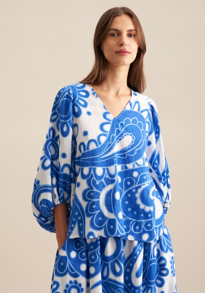 Shirt Paisley in Mittelblau | Seidensticker Onlineshop