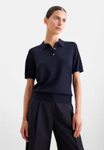 Lightweight knit polo shirt made of wool and silk in Dunkelblau |  Seidensticker Onlineshop
