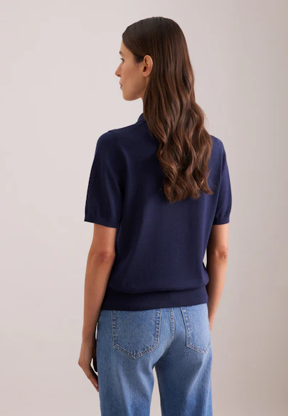 Lightweight knit polo shirt made of wool and silk in Navy |  Seidensticker Onlineshop