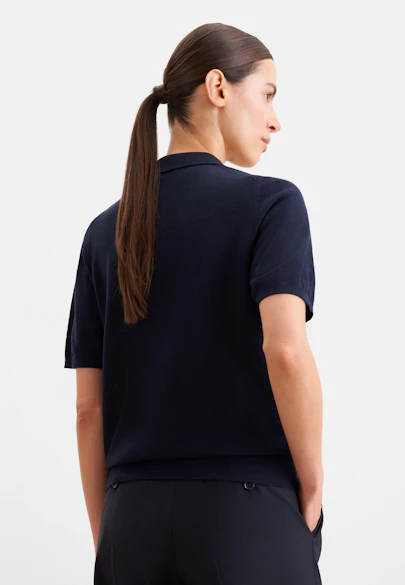 Lightweight knit polo shirt made of wool and silk in Dunkelblau |  Seidensticker Onlineshop