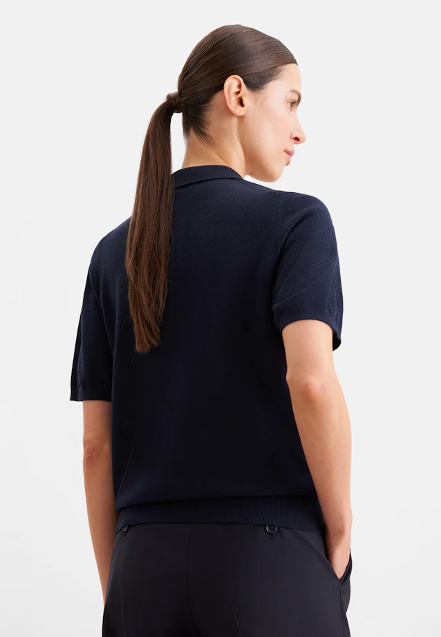 Lightweight knit polo shirt made of wool and silk in Dunkelblau |  Seidensticker Onlineshop