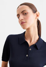 Lightweight knit polo shirt made of wool and silk in Dunkelblau |  Seidensticker Onlineshop