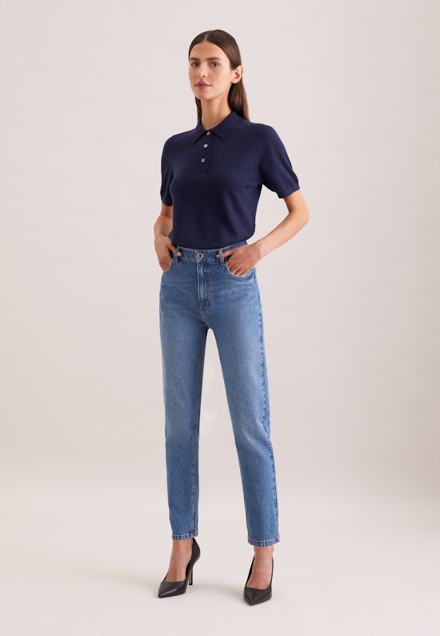 Polo léger en maille en laine et soie in Bleu Foncé |  Seidensticker Onlineshop