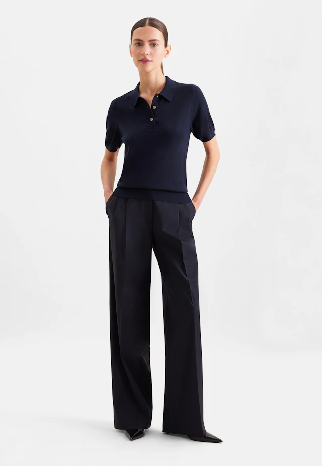 Lightweight knit polo shirt made of wool and silk in Dunkelblau |  Seidensticker Onlineshop