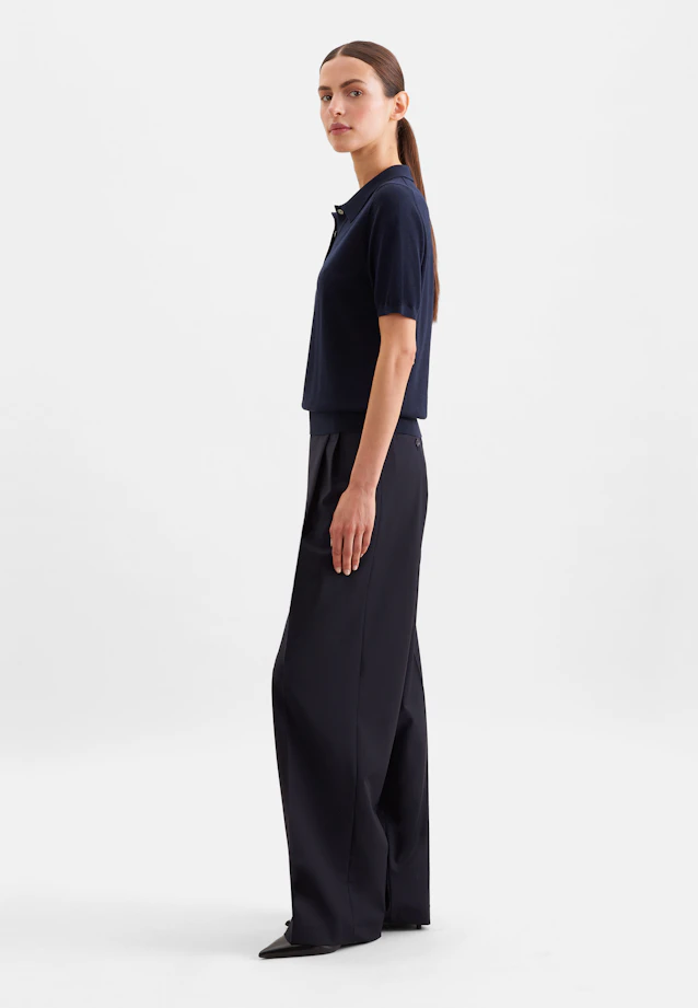 Lightweight knit polo shirt made of wool and silk in Dunkelblau |  Seidensticker Onlineshop