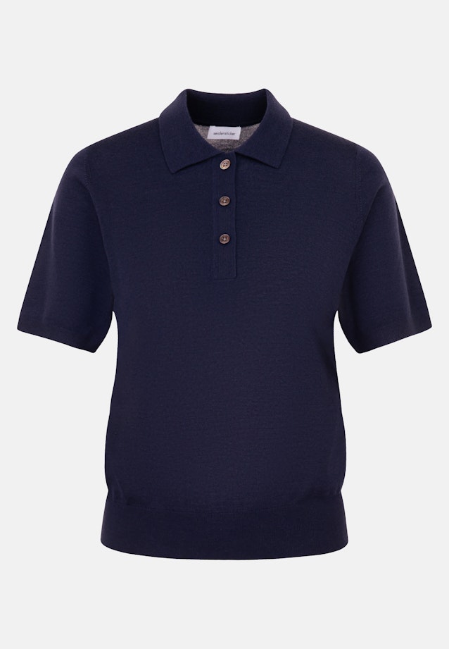 Leichtes Strick Poloshirt aus Wolle und Seide in Dunkelblau |  Seidensticker Onlineshop
