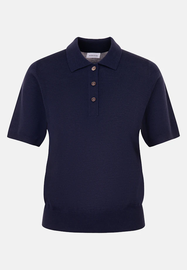 Lightweight knit polo shirt made of wool and silk in Dunkelblau |  Seidensticker Onlineshop