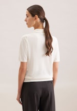 Leichtes Strick Poloshirt aus Wolle und Seide in Ecru |  Seidensticker Onlineshop