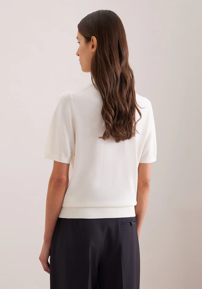 Leichtes Strick Poloshirt aus Wolle und Seide in Off white | Seidensticker Onlineshop