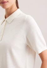 Leichtes Strick Poloshirt aus Wolle und Seide in Ecru |  Seidensticker Onlineshop
