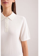 Leichtes Strick Poloshirt aus Wolle und Seide in Ecru |  Seidensticker Onlineshop