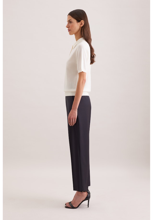 Leichtes Strick Poloshirt aus Wolle und Seide in Ecru |  Seidensticker Onlineshop