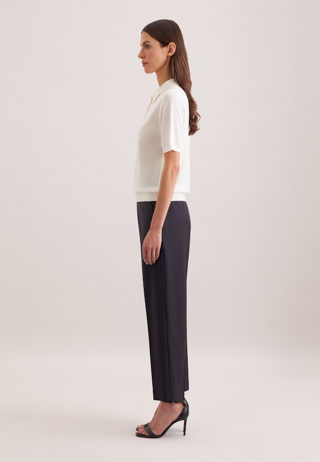 Leichtes Strick Poloshirt aus Wolle und Seide in Off white |  Seidensticker Onlineshop