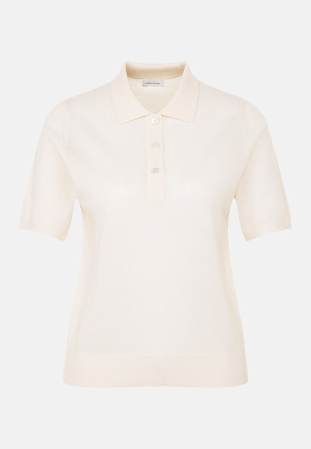 Leichtes Strick Poloshirt aus Wolle und Seide in Ecru |  Seidensticker Onlineshop