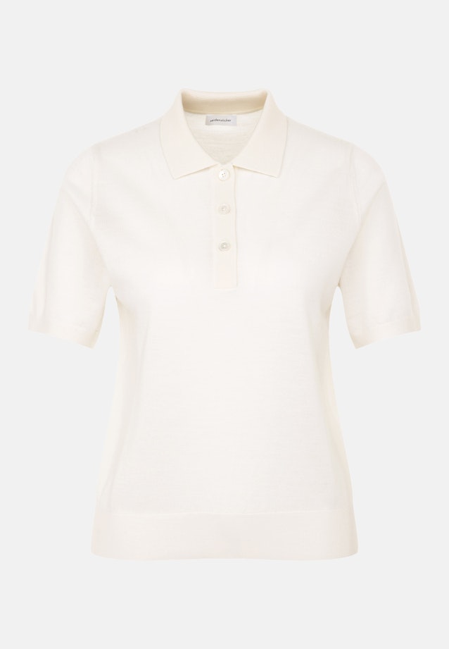 Leichtes Strick Poloshirt aus Wolle und Seide in Off white |  Seidensticker Onlineshop