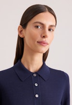 Leichtes Strick Poloshirt aus Wolle und Seide in Dunkelblau |  Seidensticker Onlineshop