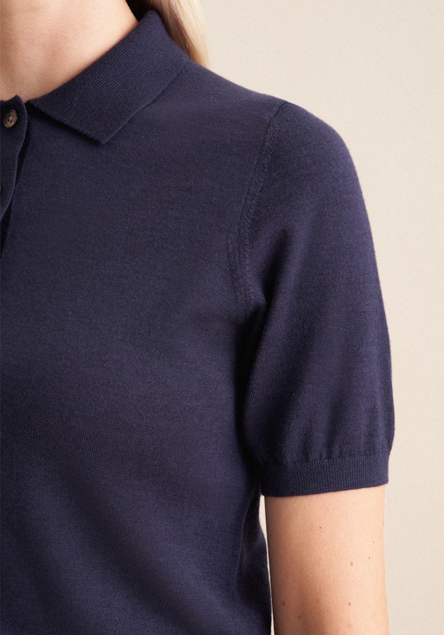 Leichtes Strick Poloshirt aus Wolle und Seide in Deep navy | Seidensticker Onlineshop