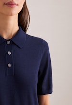 Leichtes Strick Poloshirt aus Wolle und Seide in Dunkelblau |  Seidensticker Onlineshop