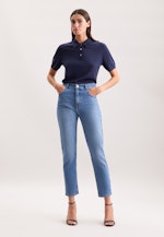 Leichtes Strick Poloshirt aus Wolle und Seide in Bleu Foncé |  Seidensticker Onlineshop