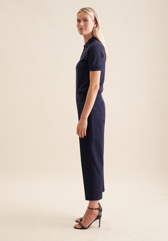 Leichtes Strick Poloshirt aus Wolle und Seide in Deep navy | Seidensticker Onlineshop