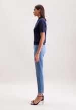 Leichtes Strick Poloshirt aus Wolle und Seide in Bleu Foncé |  Seidensticker Onlineshop