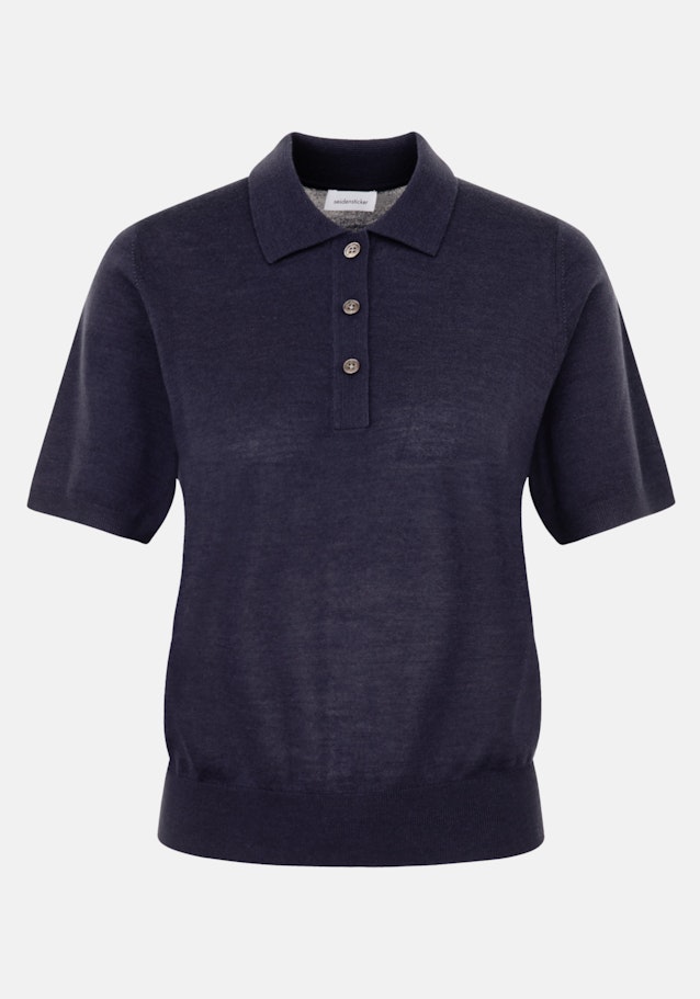 Leichtes Strick Poloshirt aus Wolle und Seide in Deep navy | Seidensticker Onlineshop