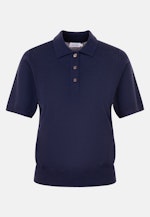 Leichtes Strick Poloshirt aus Wolle und Seide in Bleu Foncé |  Seidensticker Onlineshop