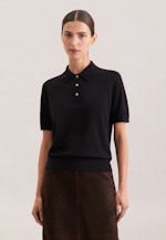 Leichtes Strick Poloshirt aus Wolle und Seide in Schwarz |  Seidensticker Onlineshop