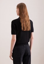 Leichtes Strick Poloshirt aus Wolle und Seide in Schwarz |  Seidensticker Onlineshop