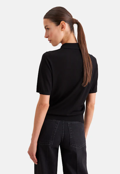 Lightweight knit polo shirt made of wool and silk in Schwarz |  Seidensticker Onlineshop