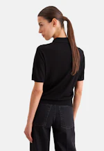 Leichtes Strick Poloshirt aus Wolle und Seide in Schwarz |  Seidensticker Onlineshop