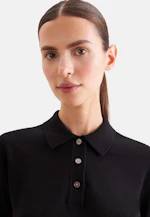 Leichtes Strick Poloshirt aus Wolle und Seide in Schwarz |  Seidensticker Onlineshop
