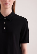Leichtes Strick Poloshirt aus Wolle und Seide in Schwarz |  Seidensticker Onlineshop