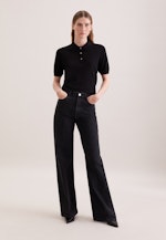 Leichtes Strick Poloshirt aus Wolle und Seide in Schwarz |  Seidensticker Onlineshop