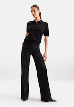 Leichtes Strick Poloshirt aus Wolle und Seide in Schwarz |  Seidensticker Onlineshop