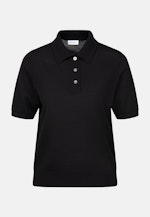 Leichtes Strick Poloshirt aus Wolle und Seide in Schwarz |  Seidensticker Onlineshop