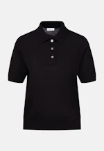 Leichtes Strick Poloshirt aus Wolle und Seide in Schwarz |  Seidensticker Onlineshop